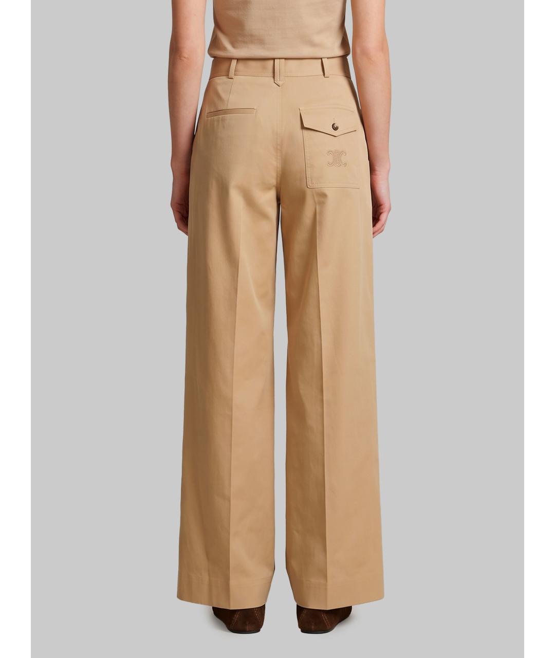CELINE Бежевые хлопковые прямые брюки, фото 3