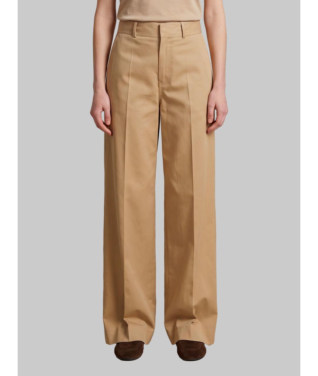 CELINE Бежевые хлопковые прямые брюки, фото 4