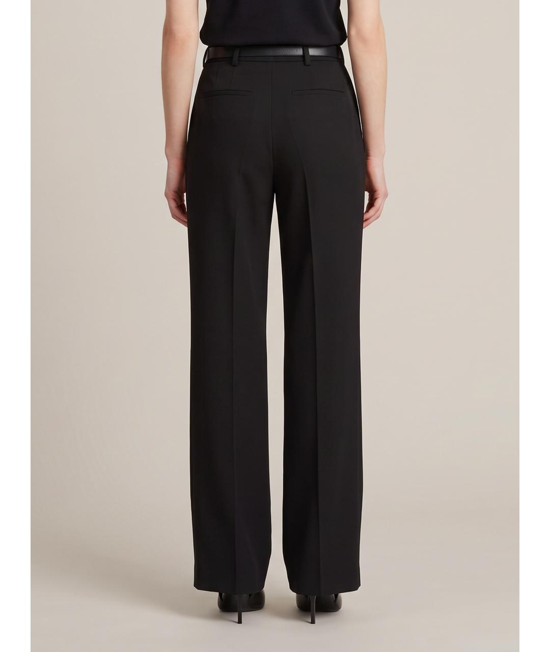 SAINT LAURENT Черные шерстяные прямые брюки, фото 4