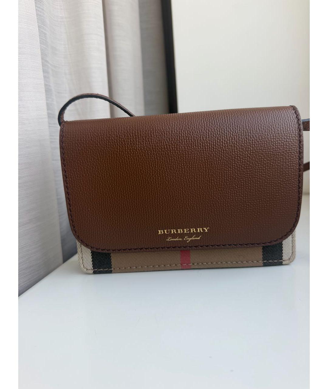 BURBERRY Коричневая сумка через плечо из канвы, фото 5
