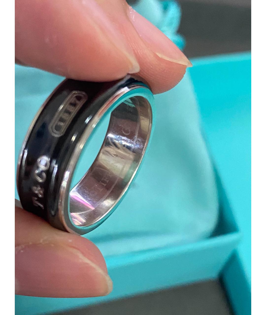 TIFFANY&CO Черное металлическое кольцо, фото 7