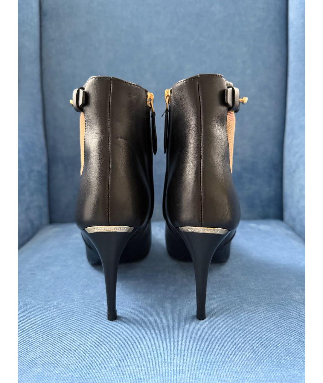 BURBERRY Черные кожаные ботильоны, фото 3