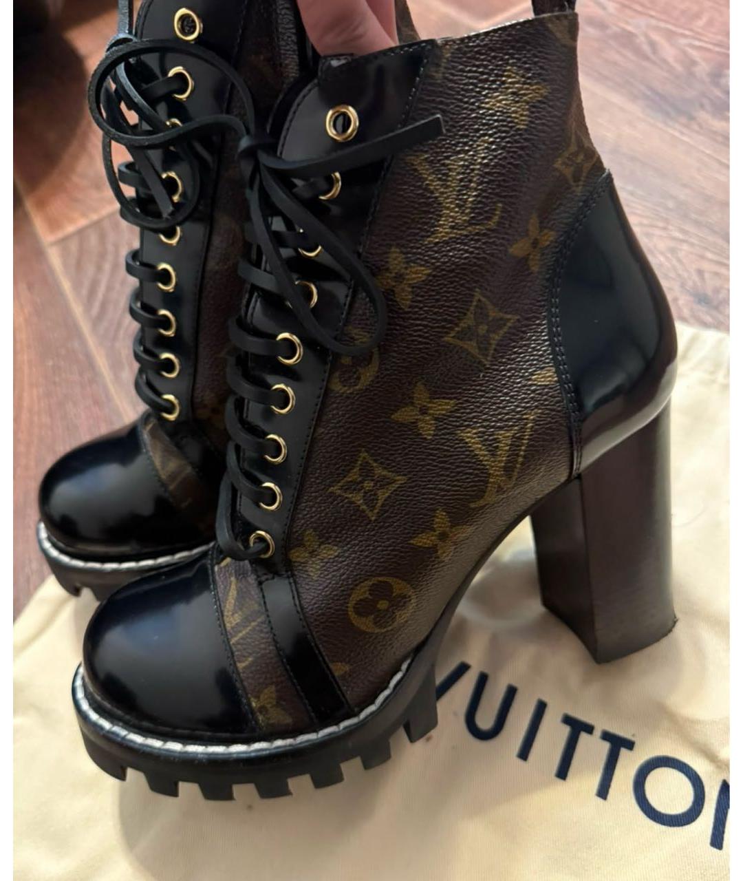 LOUIS VUITTON Коричневые кожаные ботильоны, фото 2
