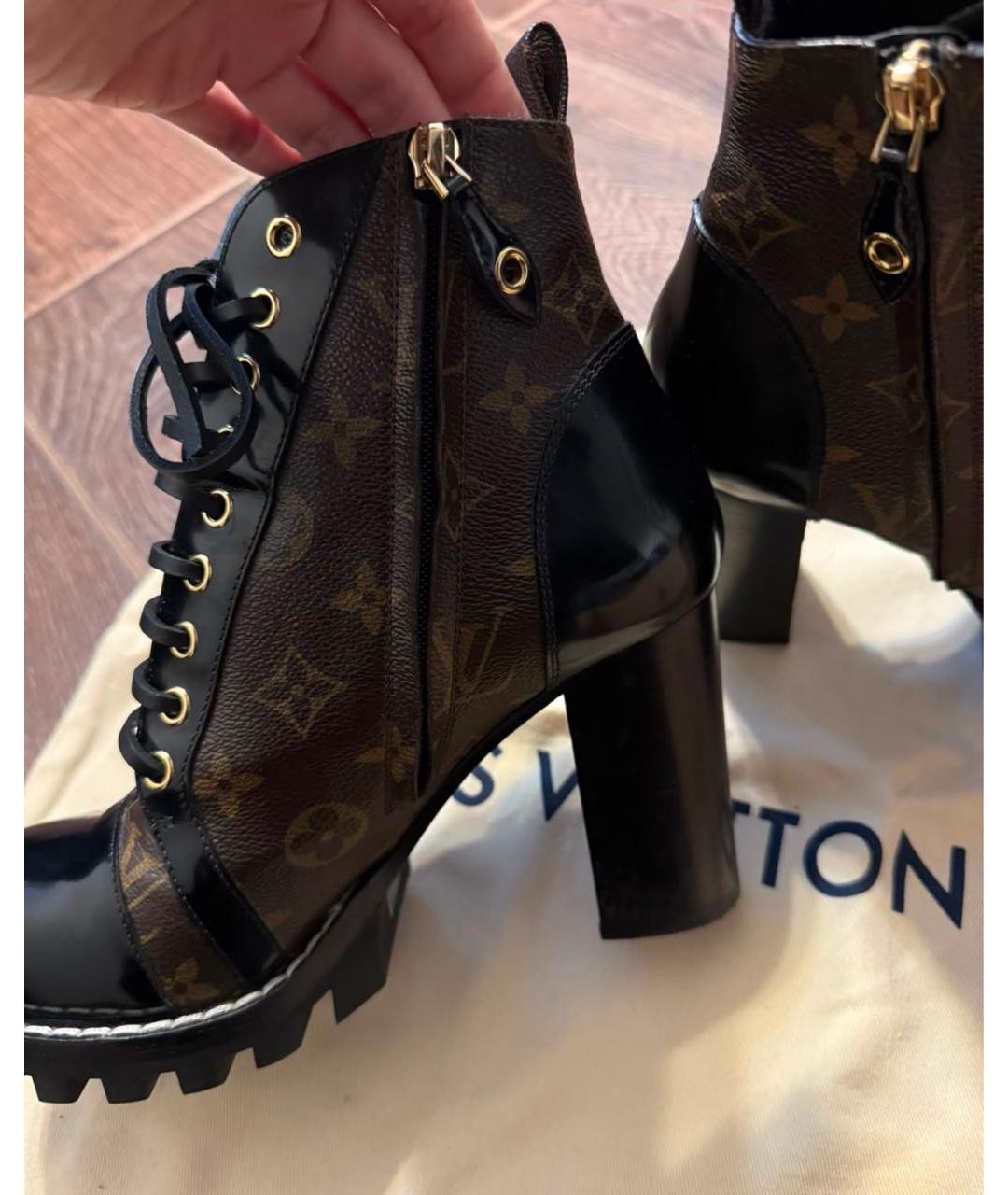 LOUIS VUITTON Коричневые кожаные ботильоны, фото 7