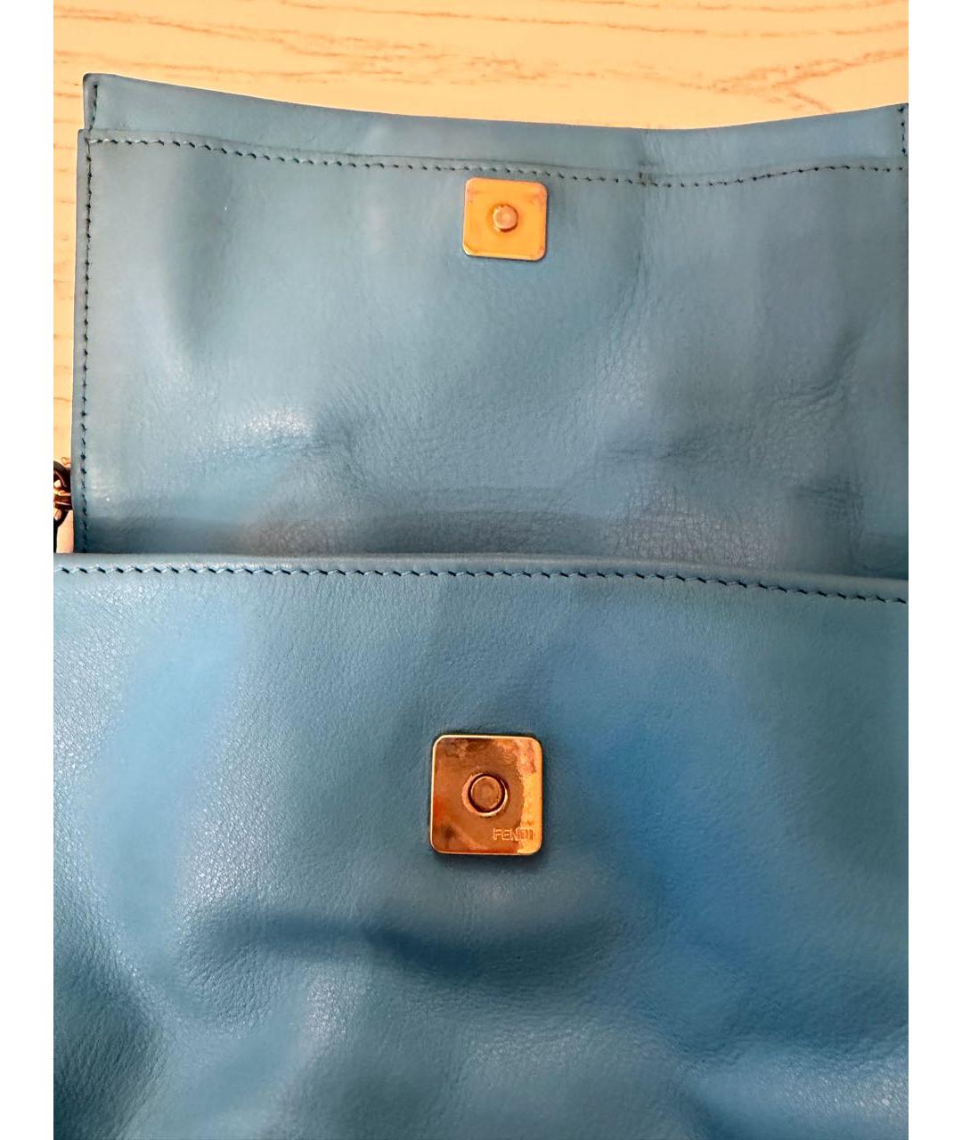 FENDI Голубая кожаная сумка через плечо, фото 4