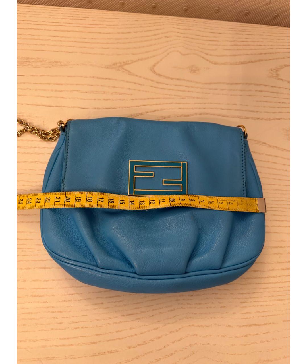 FENDI Голубая кожаная сумка через плечо, фото 8