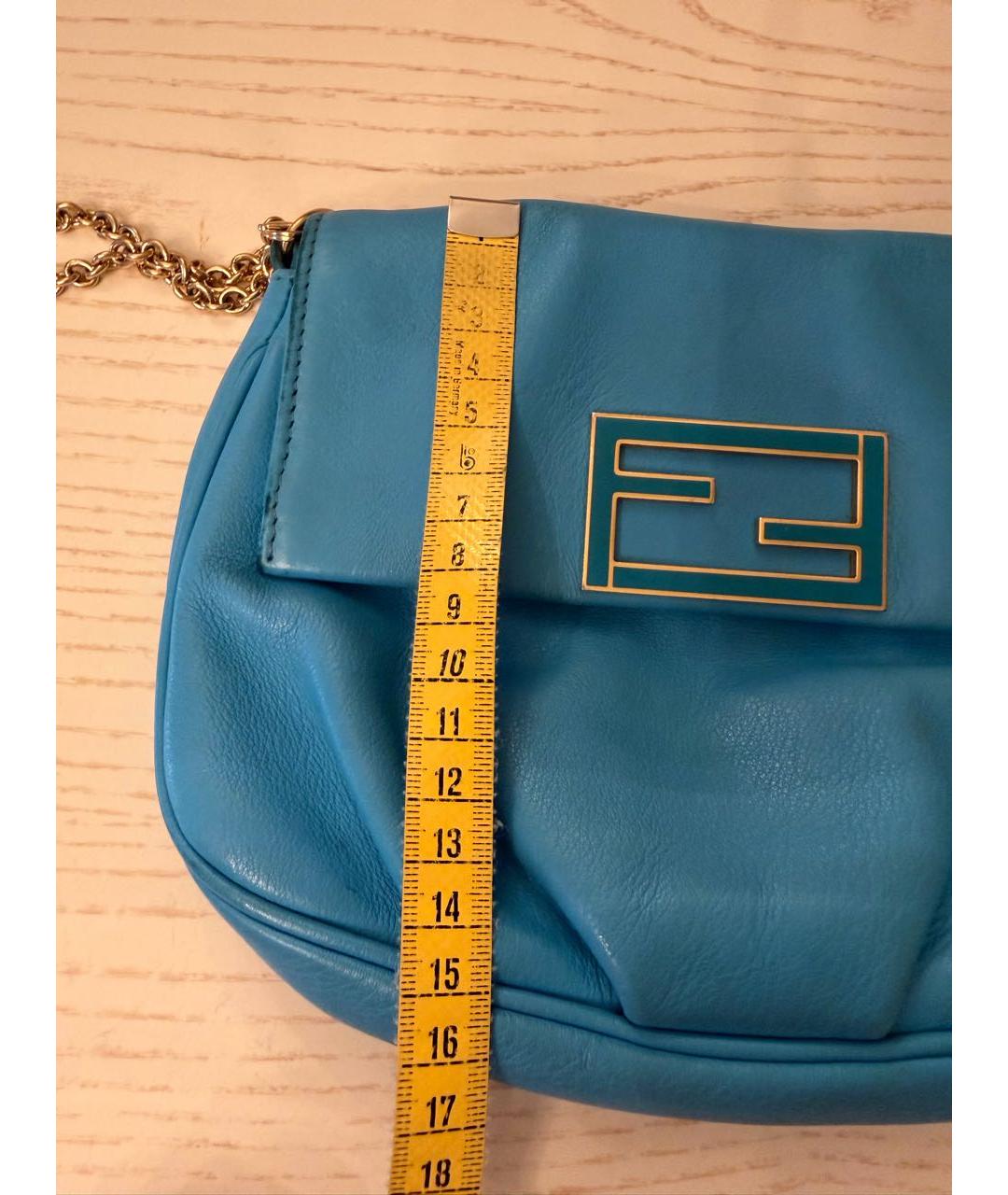 FENDI Голубая кожаная сумка через плечо, фото 7