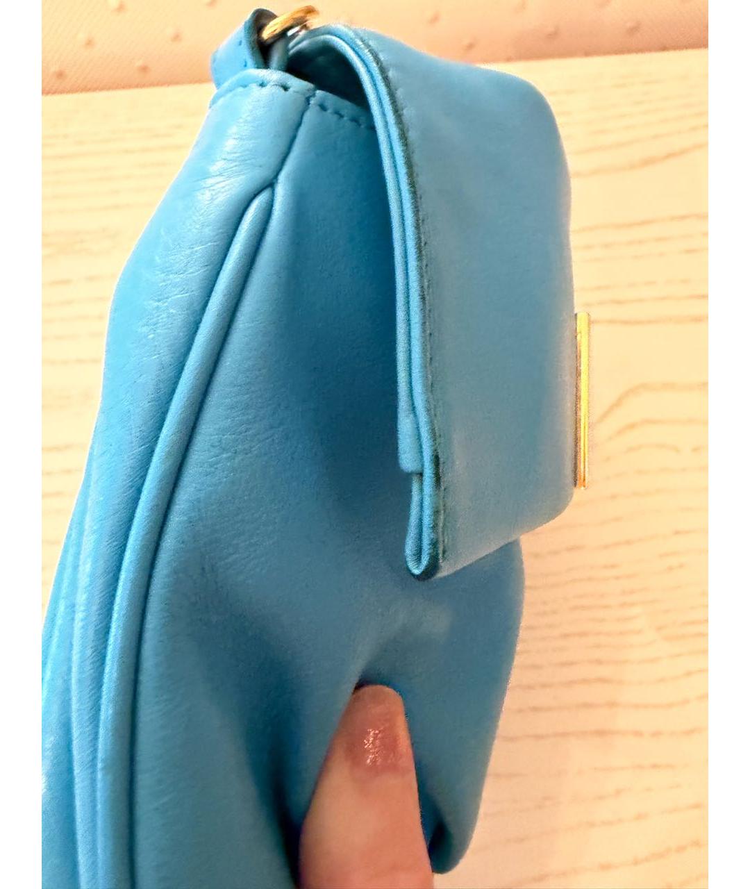 FENDI Голубая кожаная сумка через плечо, фото 3