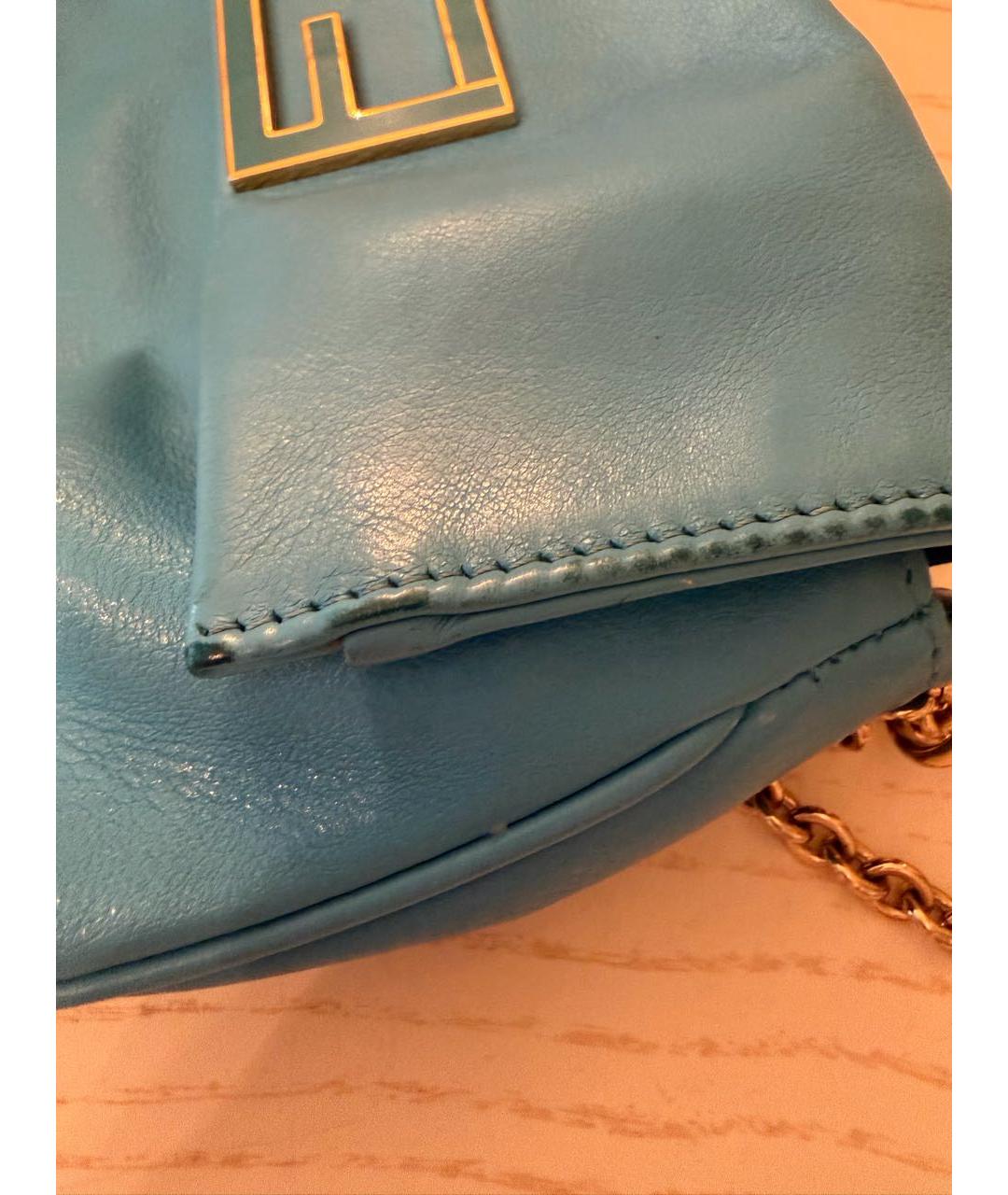 FENDI Голубая кожаная сумка через плечо, фото 2