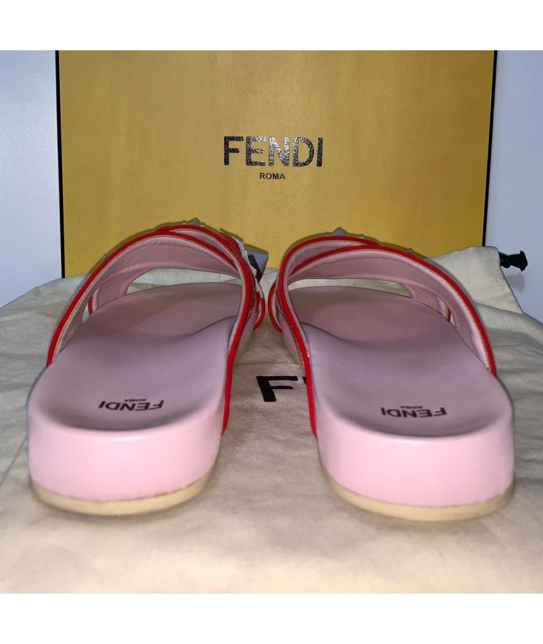 FENDI Красные шлепанцы из лакированной кожи, фото 4