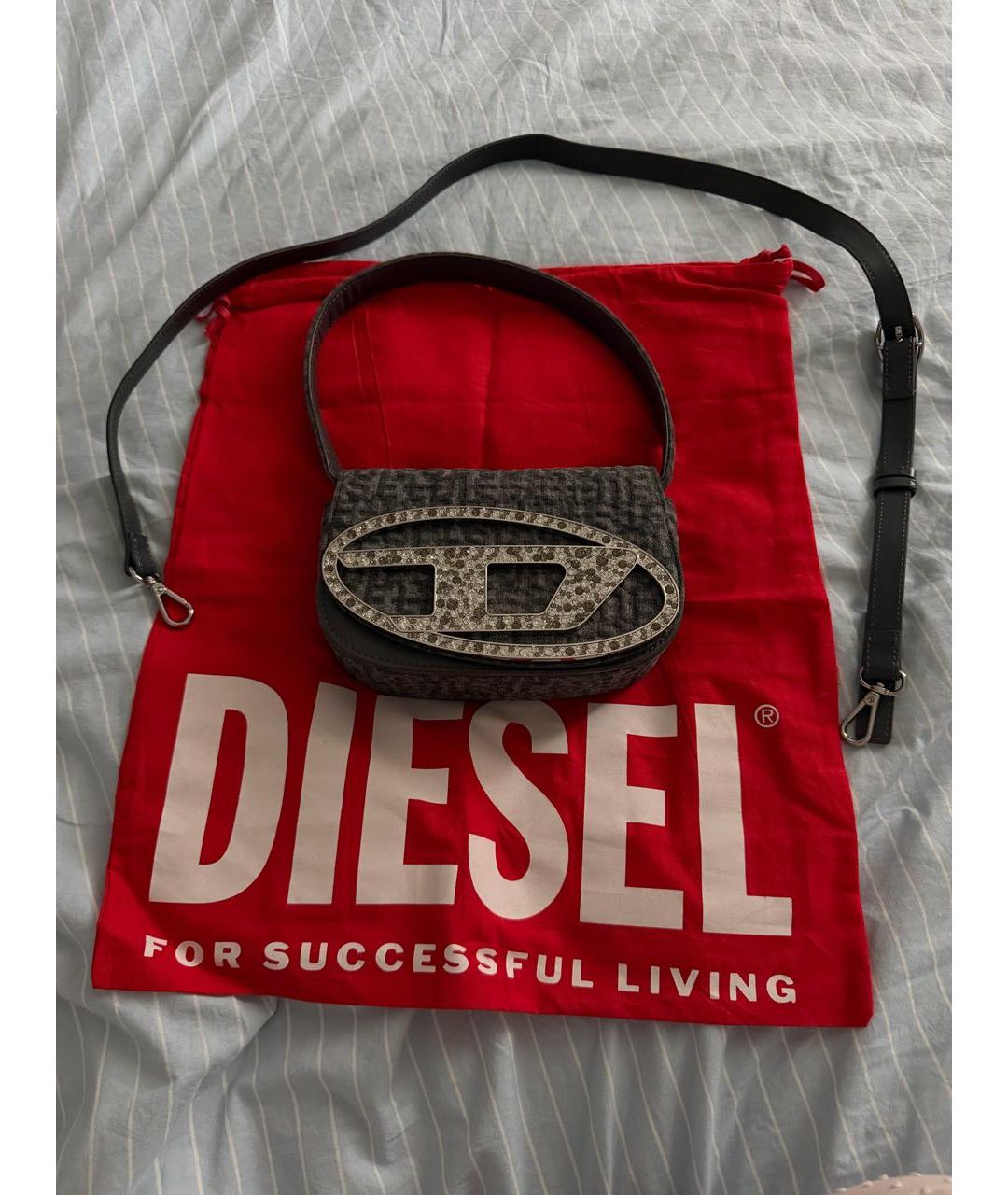 DIESEL Серая тканевая сумка с короткими ручками, фото 5