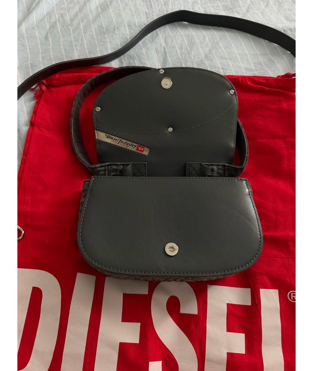 DIESEL Серая тканевая сумка с короткими ручками, фото 4