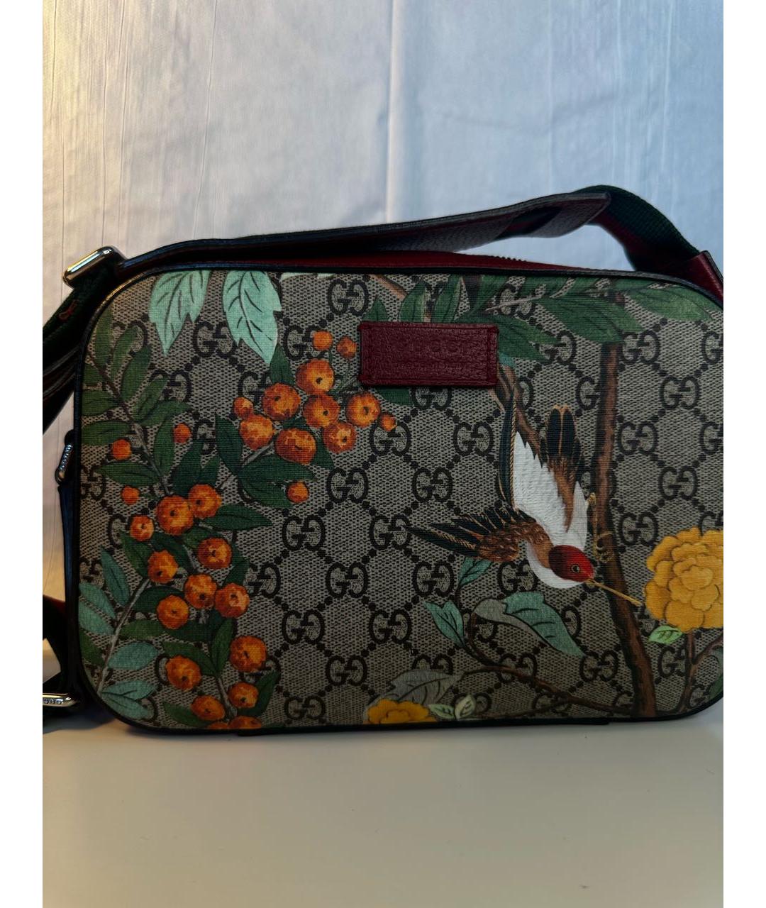 GUCCI Бордовая сумка через плечо из канвы, фото 3