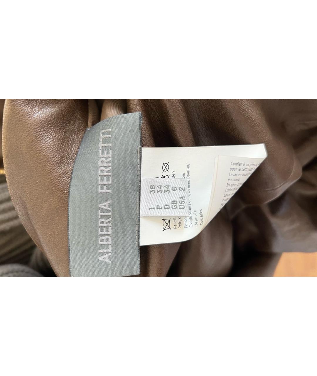 ALBERTA FERRETTI Коричневая кожаная дубленка, фото 3