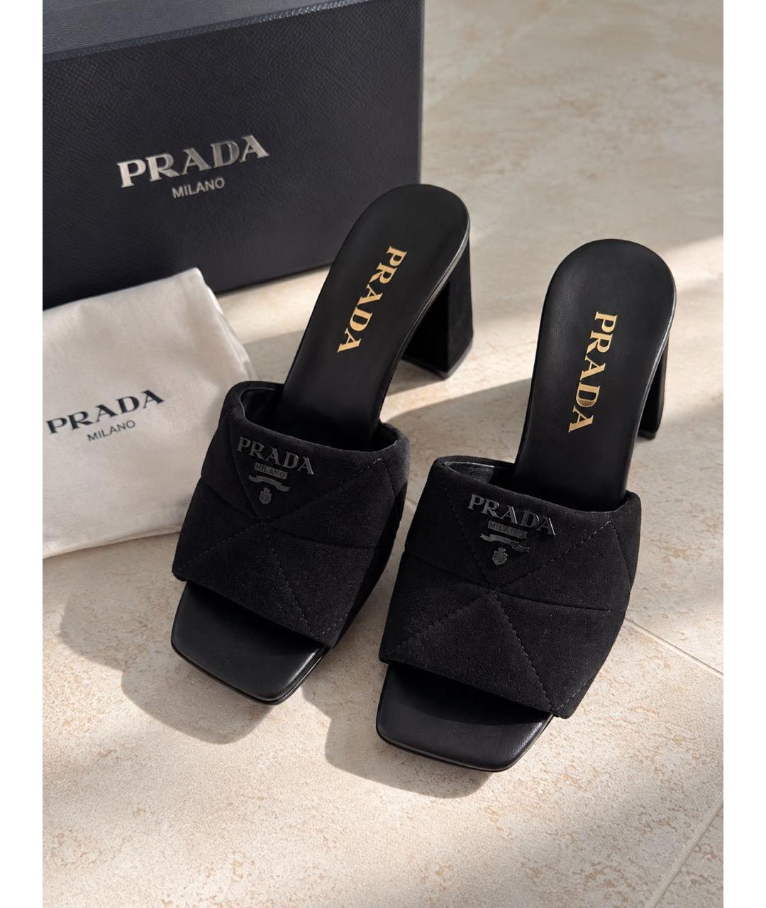 PRADA Черные замшевые мюли, фото 5