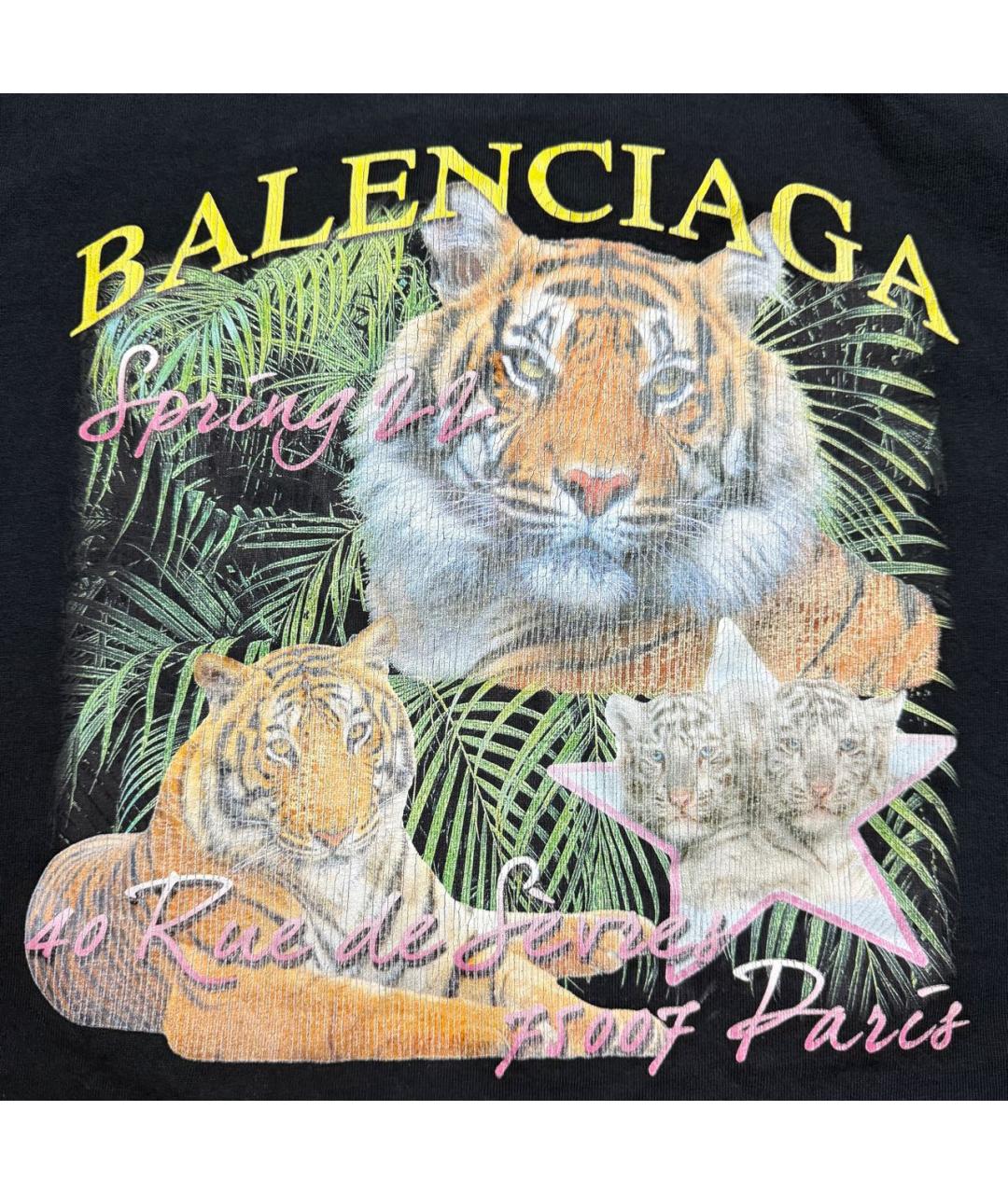 BALENCIAGA Черная хлопковая футболка, фото 2