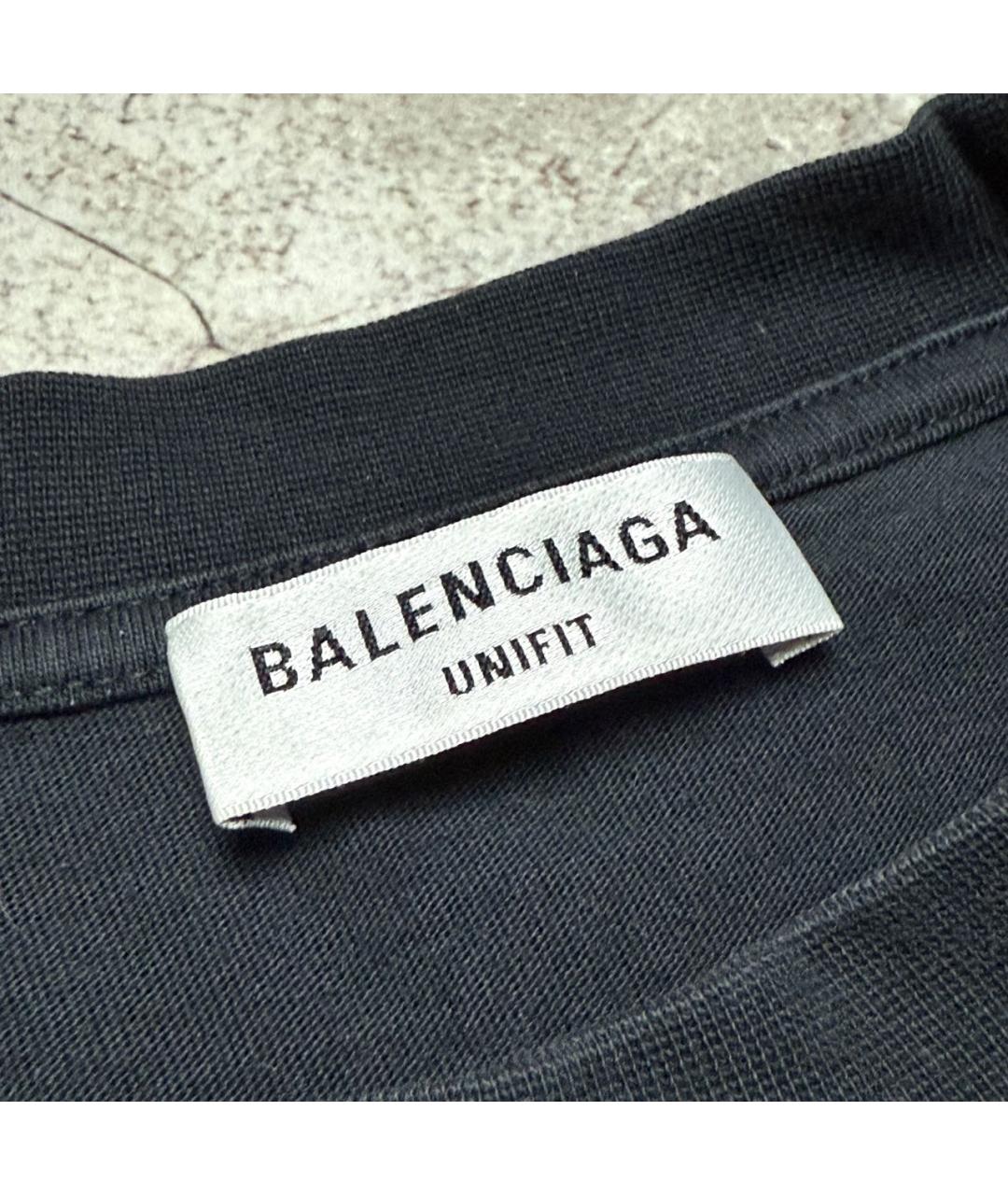 BALENCIAGA Черная хлопковая футболка, фото 3