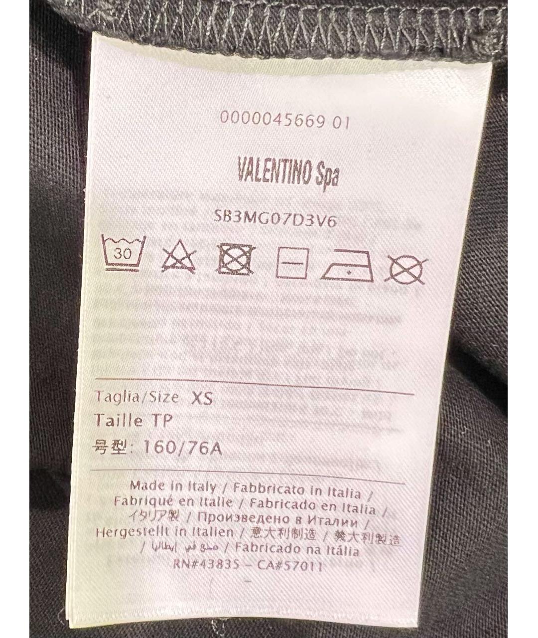 VALENTINO Черная хлопковая футболка, фото 4