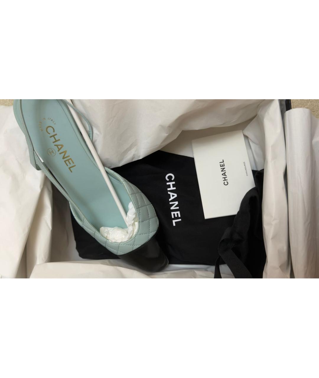 CHANEL Бирюзовые кожаные балетки, фото 3