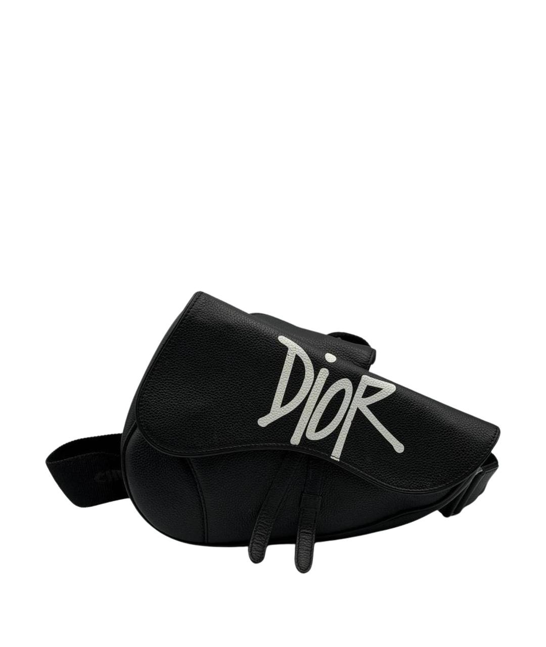 CHRISTIAN DIOR Черная кожаная сумка на плечо, фото 1