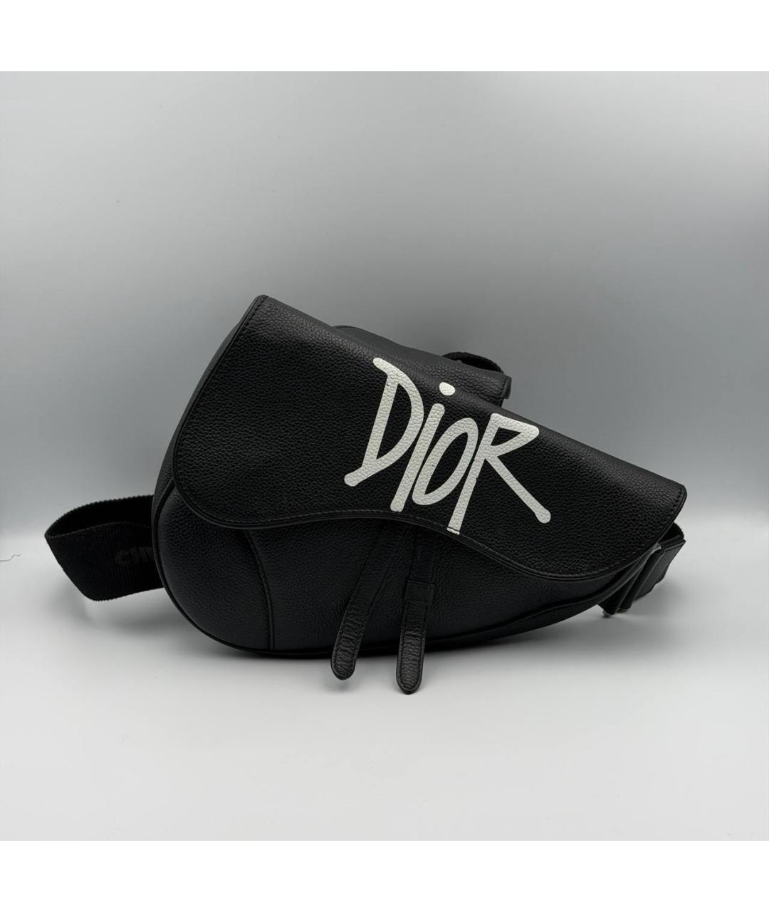 CHRISTIAN DIOR Черная кожаная сумка на плечо, фото 4