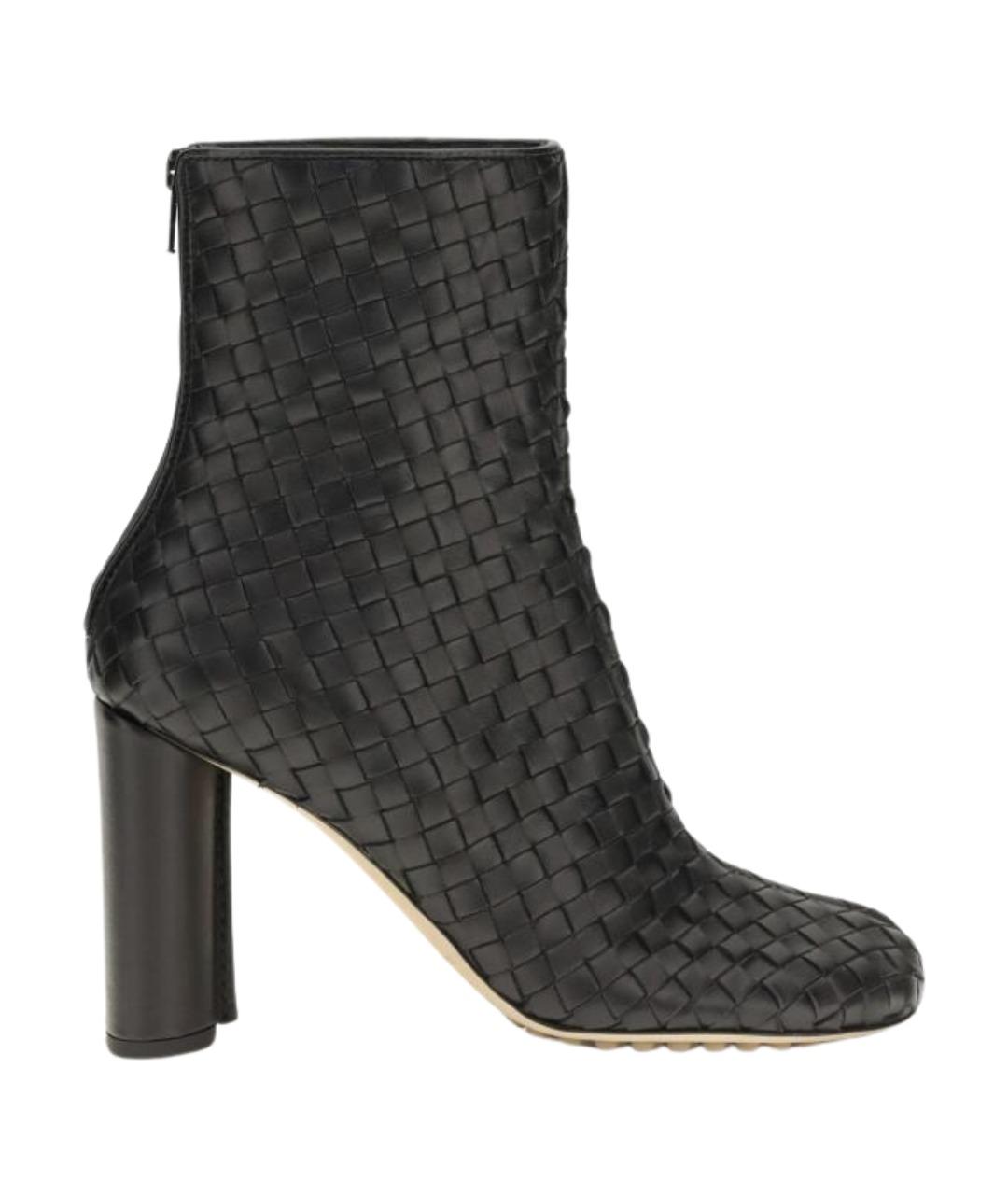 BOTTEGA VENETA Черные кожаные ботильоны, фото 1