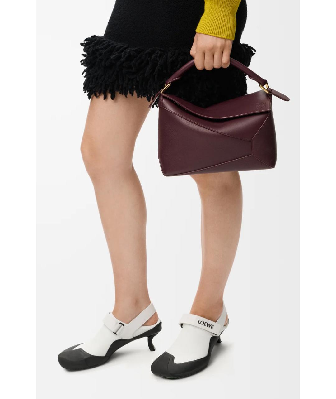 LOEWE Бордовая кожаная сумка через плечо, фото 2