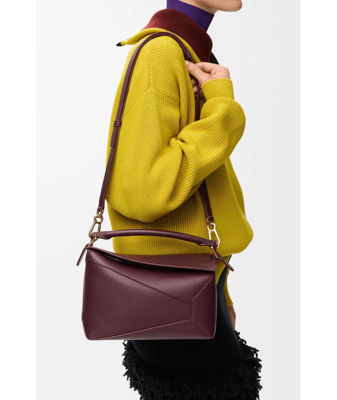 LOEWE Бордовая кожаная сумка через плечо, фото 3
