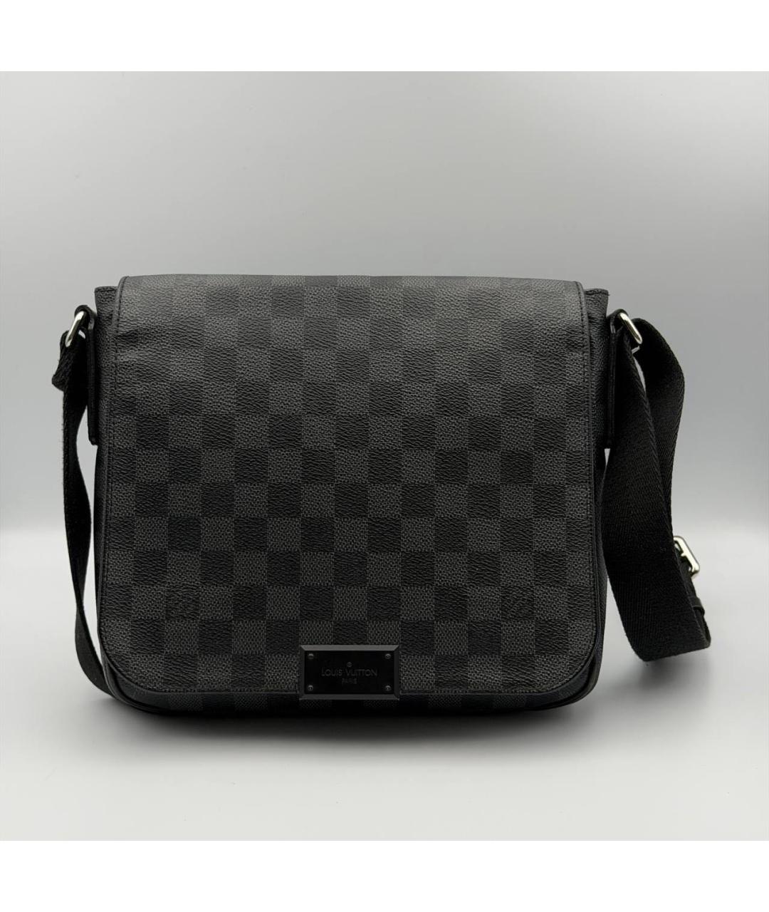 LOUIS VUITTON Черная сумка на плечо из канвы, фото 4