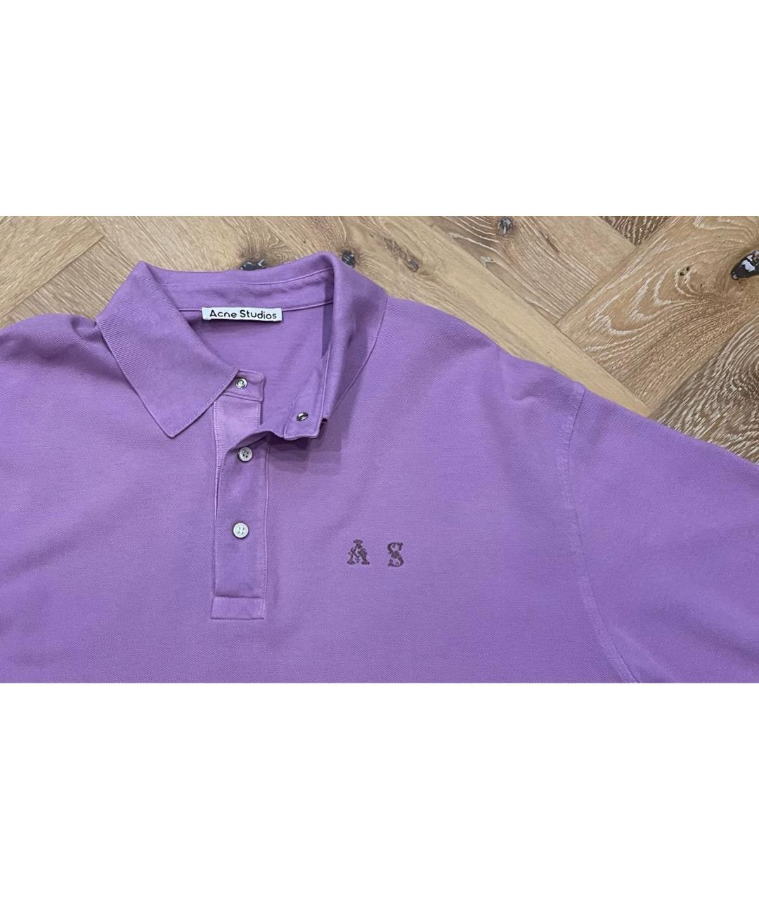 ACNE STUDIOS Фиолетовое хлопковое поло с коротким рукавом, фото 3