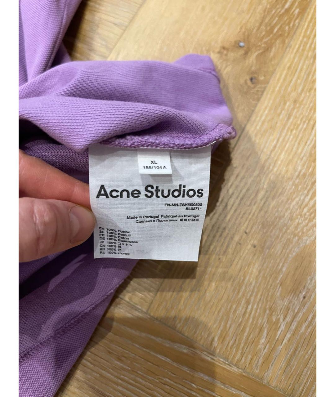 ACNE STUDIOS Фиолетовое хлопковое поло с коротким рукавом, фото 4