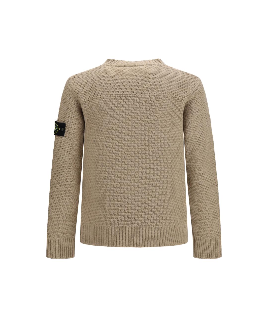 STONE ISLAND Бежевый шерстяной джемпер / свитер, фото 2