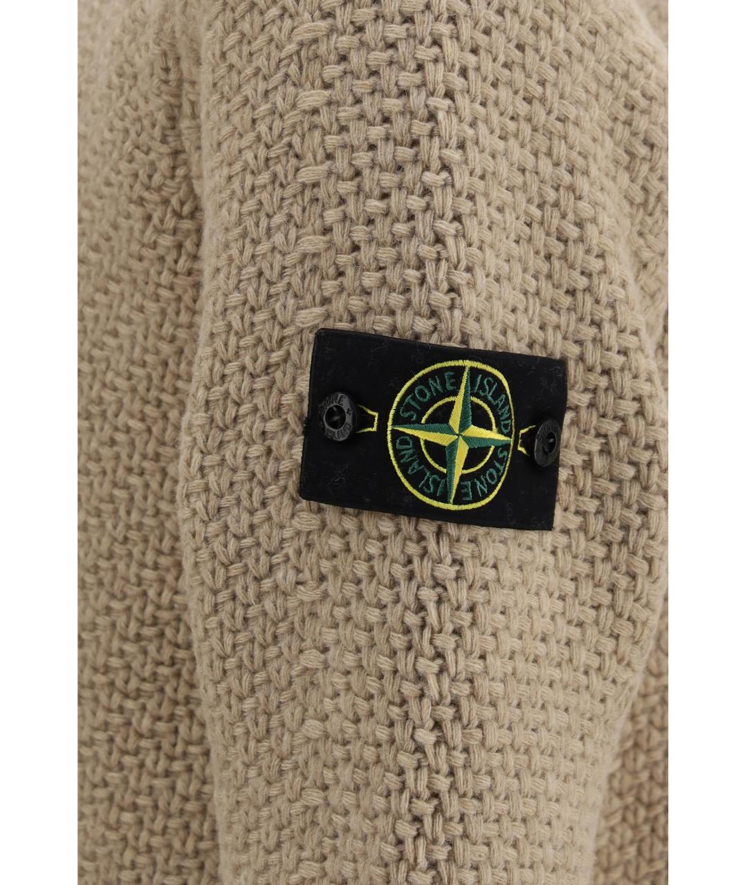 STONE ISLAND Бежевый шерстяной джемпер / свитер, фото 3