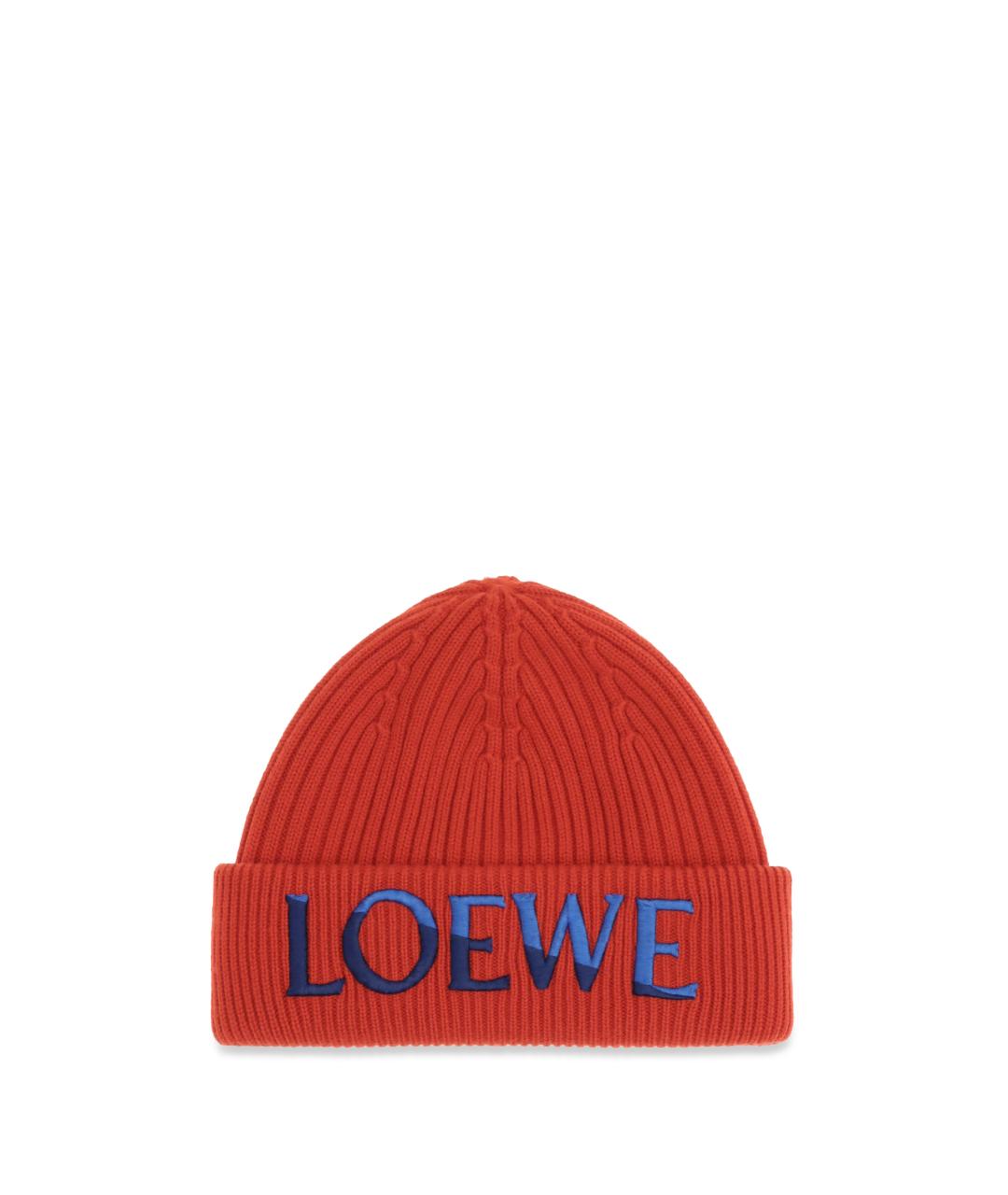 LOEWE Красная шерстяная шапка, фото 1
