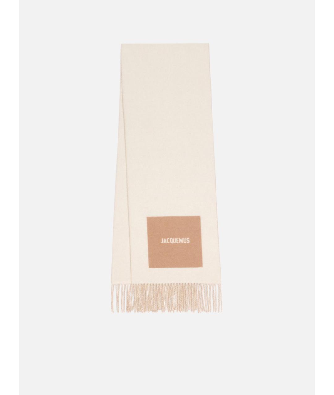 JACQUEMUS Белый шерстяной шарф, фото 4