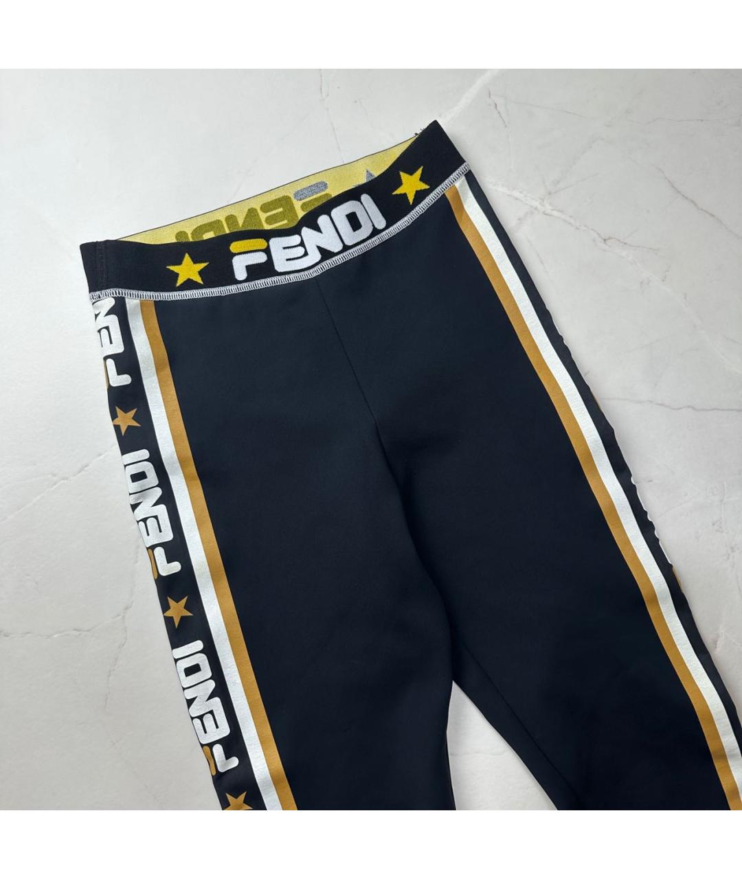 FENDI Черные полиэстеровые леггинсы и велосипедки, фото 2