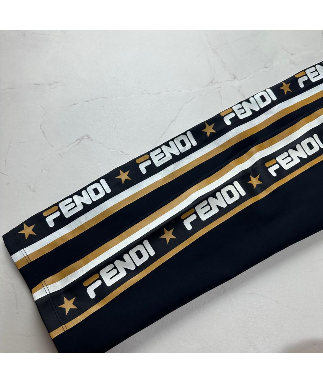 FENDI Черные полиэстеровые леггинсы и велосипедки, фото 4