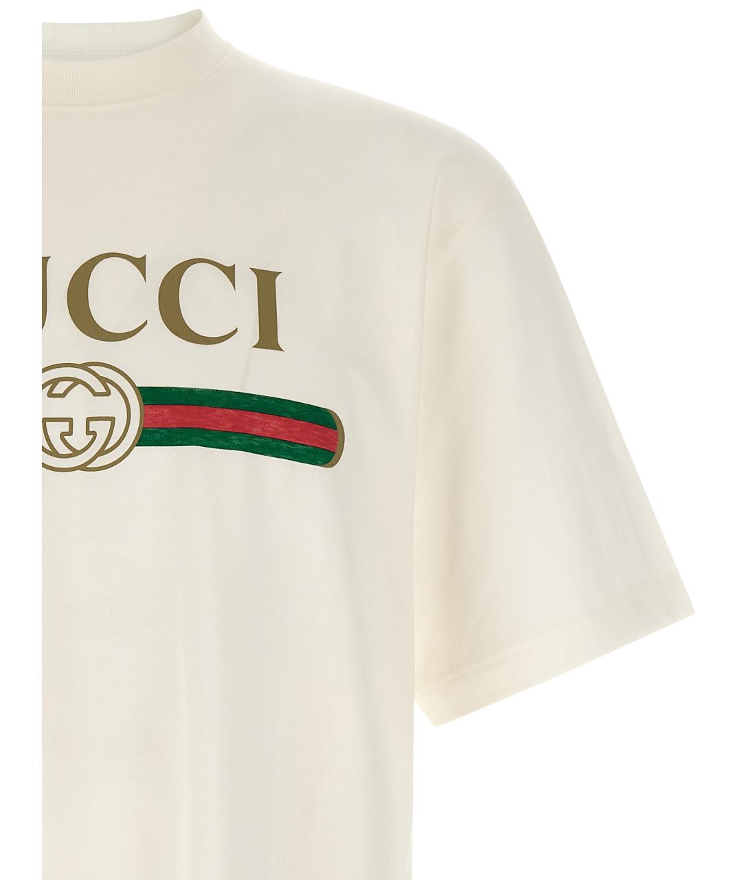 GUCCI Белая хлопковая футболка, фото 3