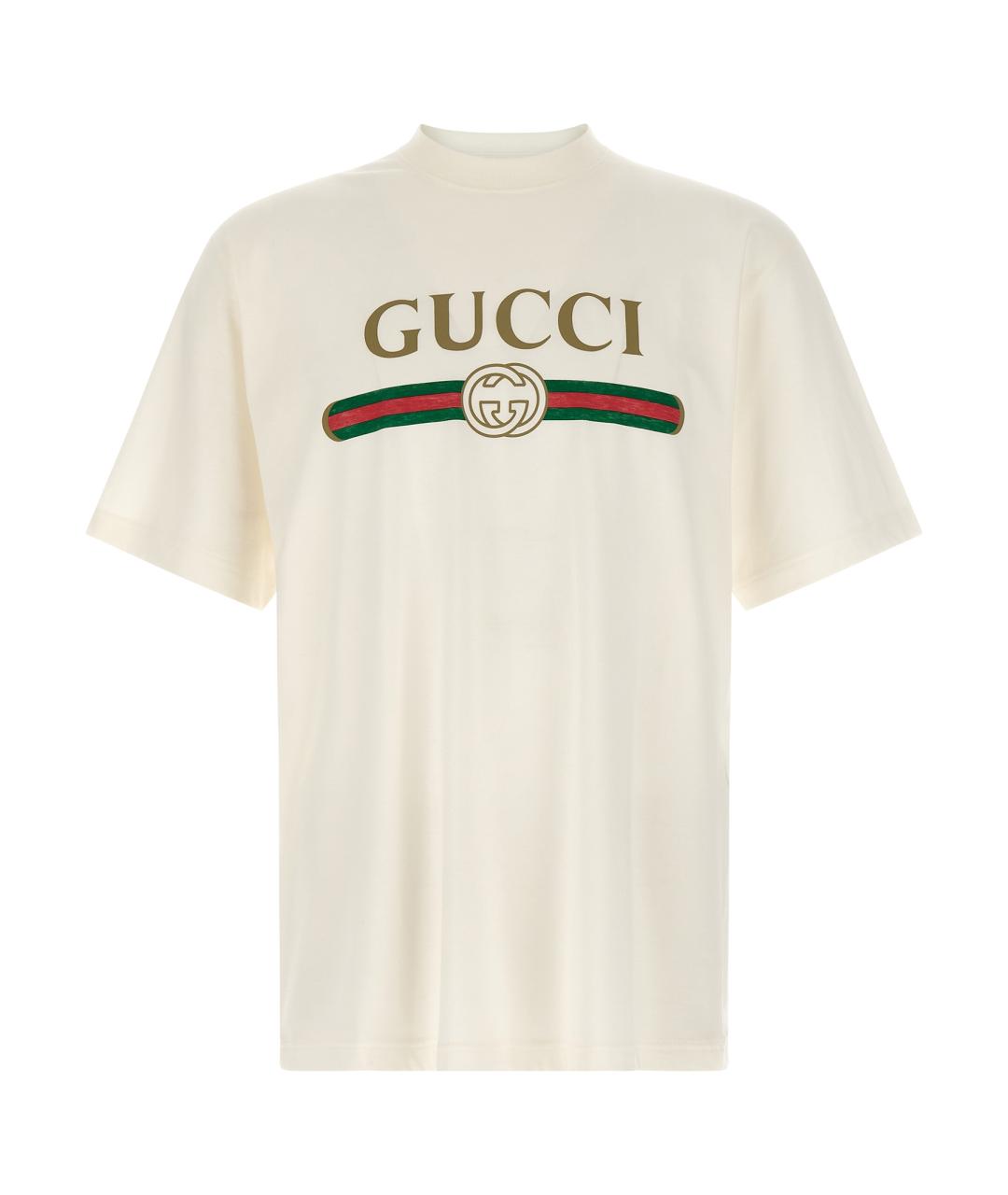 GUCCI Белая хлопковая футболка, фото 1