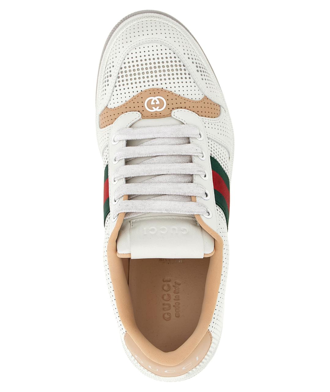 GUCCI Белые кожаные кроссовки, фото 4