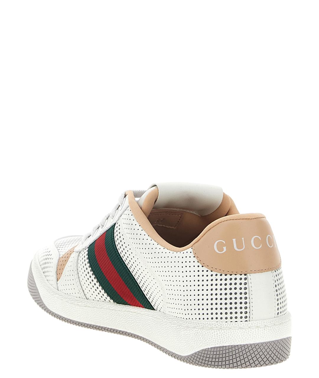 GUCCI Белые кожаные кроссовки, фото 3