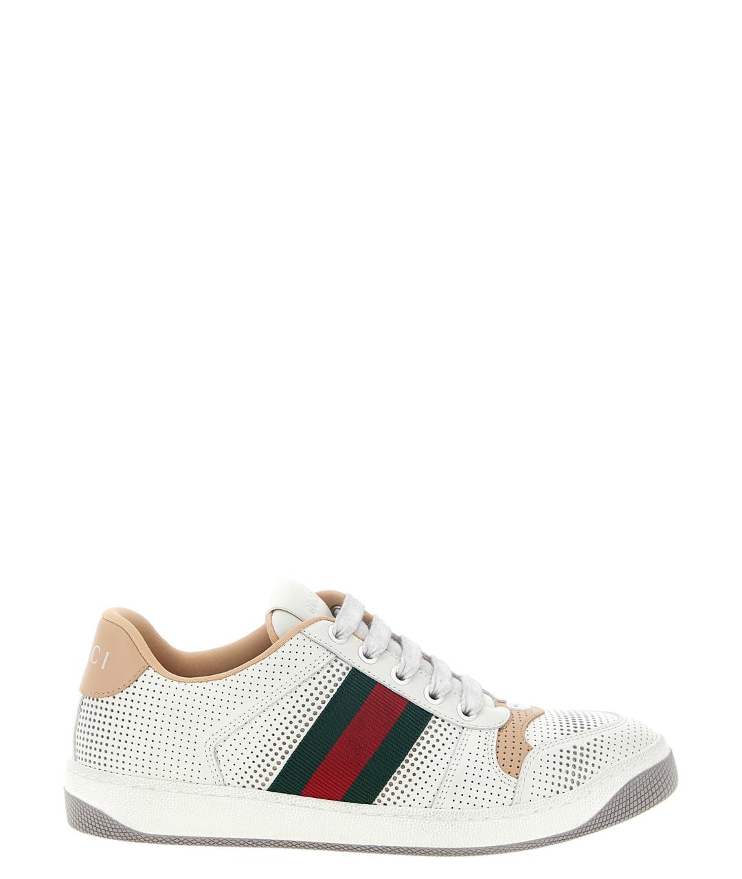 GUCCI Белые кожаные кроссовки, фото 1
