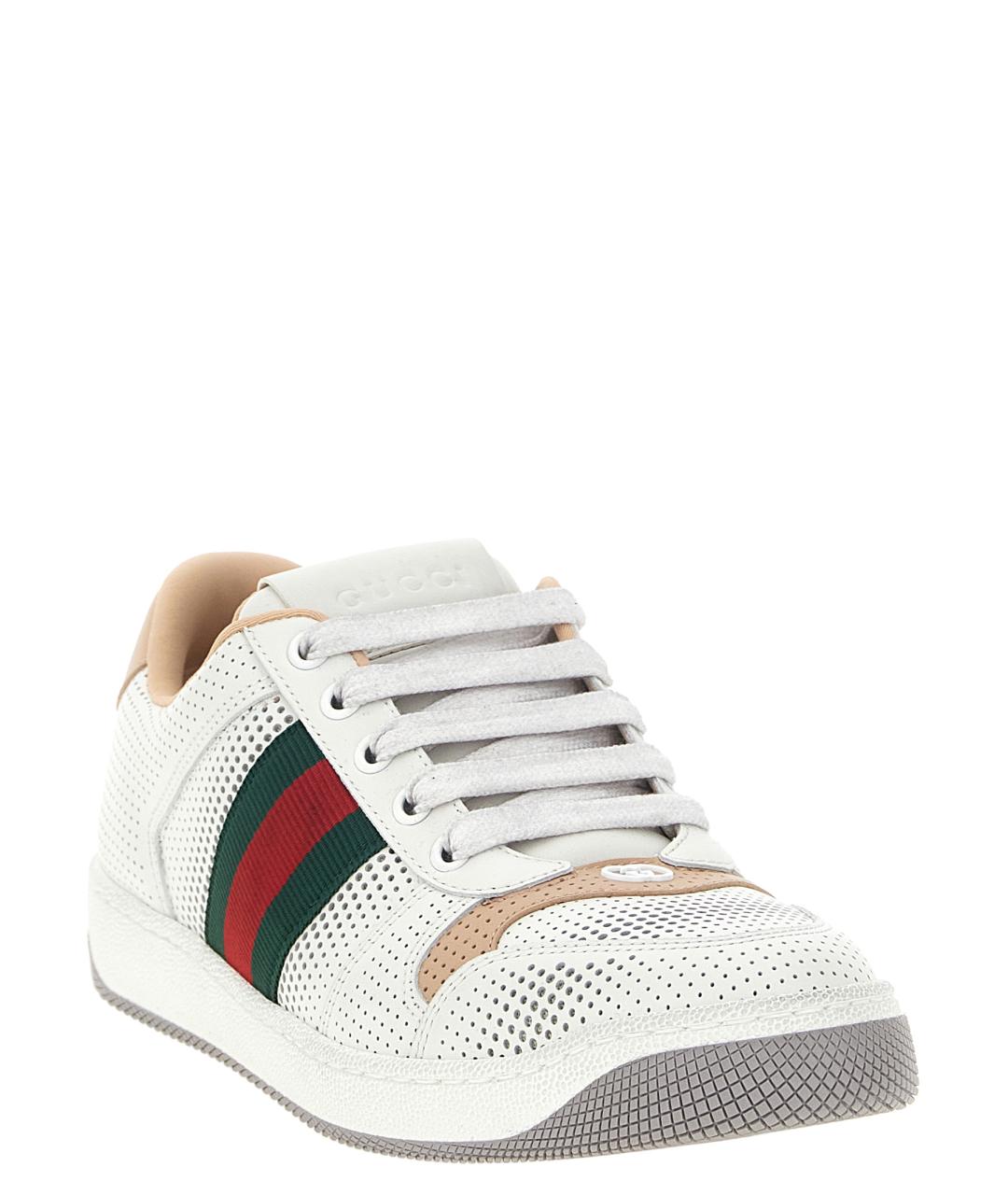 GUCCI Белые кожаные кроссовки, фото 2