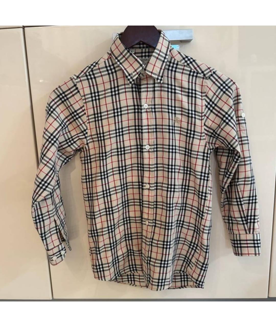 BURBERRY Бежевая хлопковая детская рубашка, фото 4
