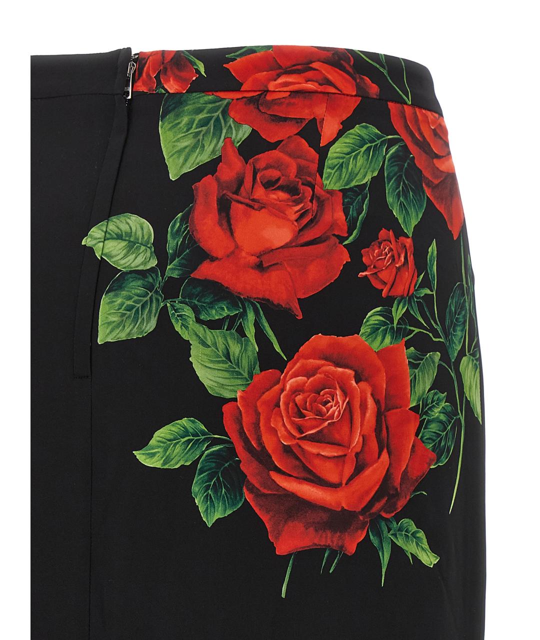 DOLCE&GABBANA Черная шелковая юбка миди, фото 4
