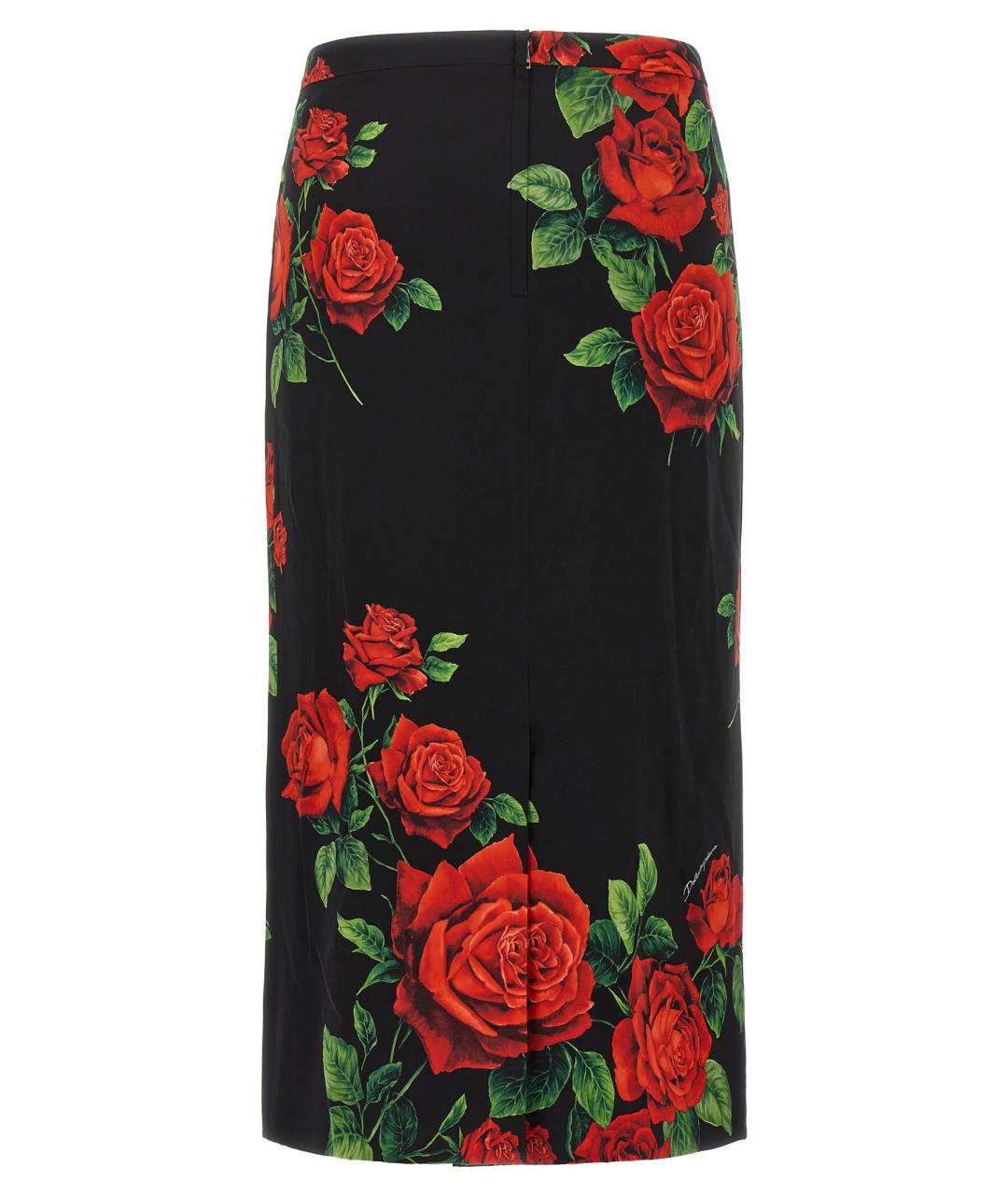 DOLCE&GABBANA Черная шелковая юбка миди, фото 2