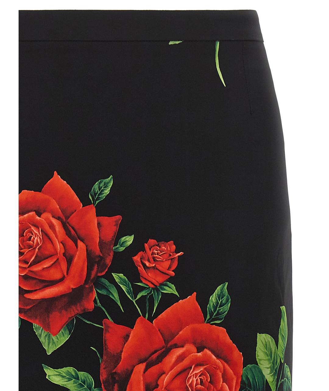 DOLCE&GABBANA Черная шелковая юбка миди, фото 3
