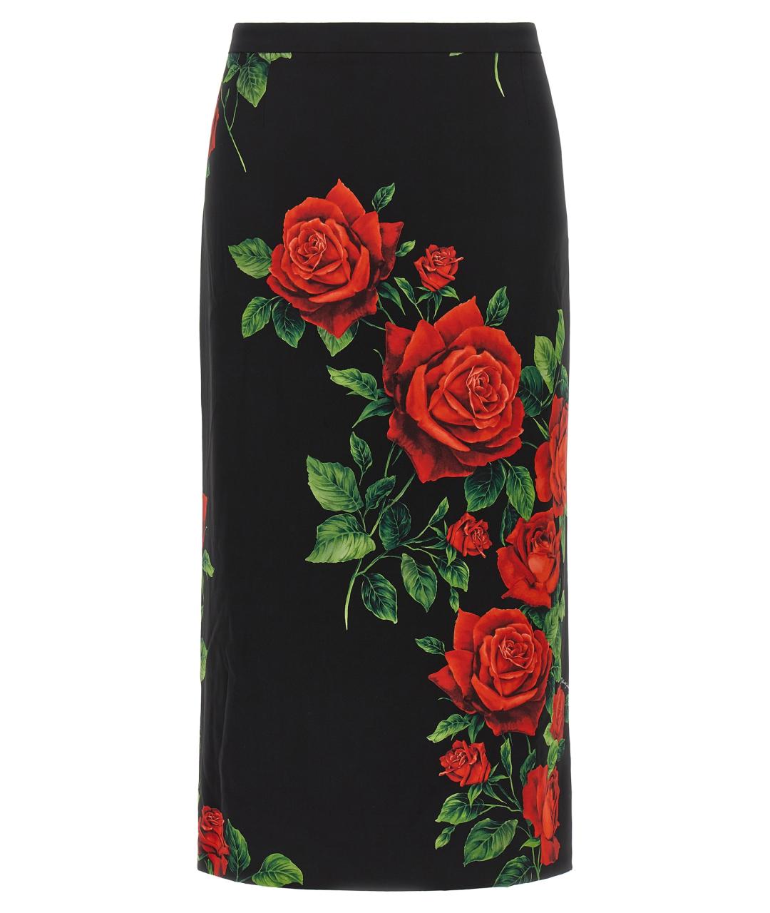 DOLCE&GABBANA Черная шелковая юбка миди, фото 1