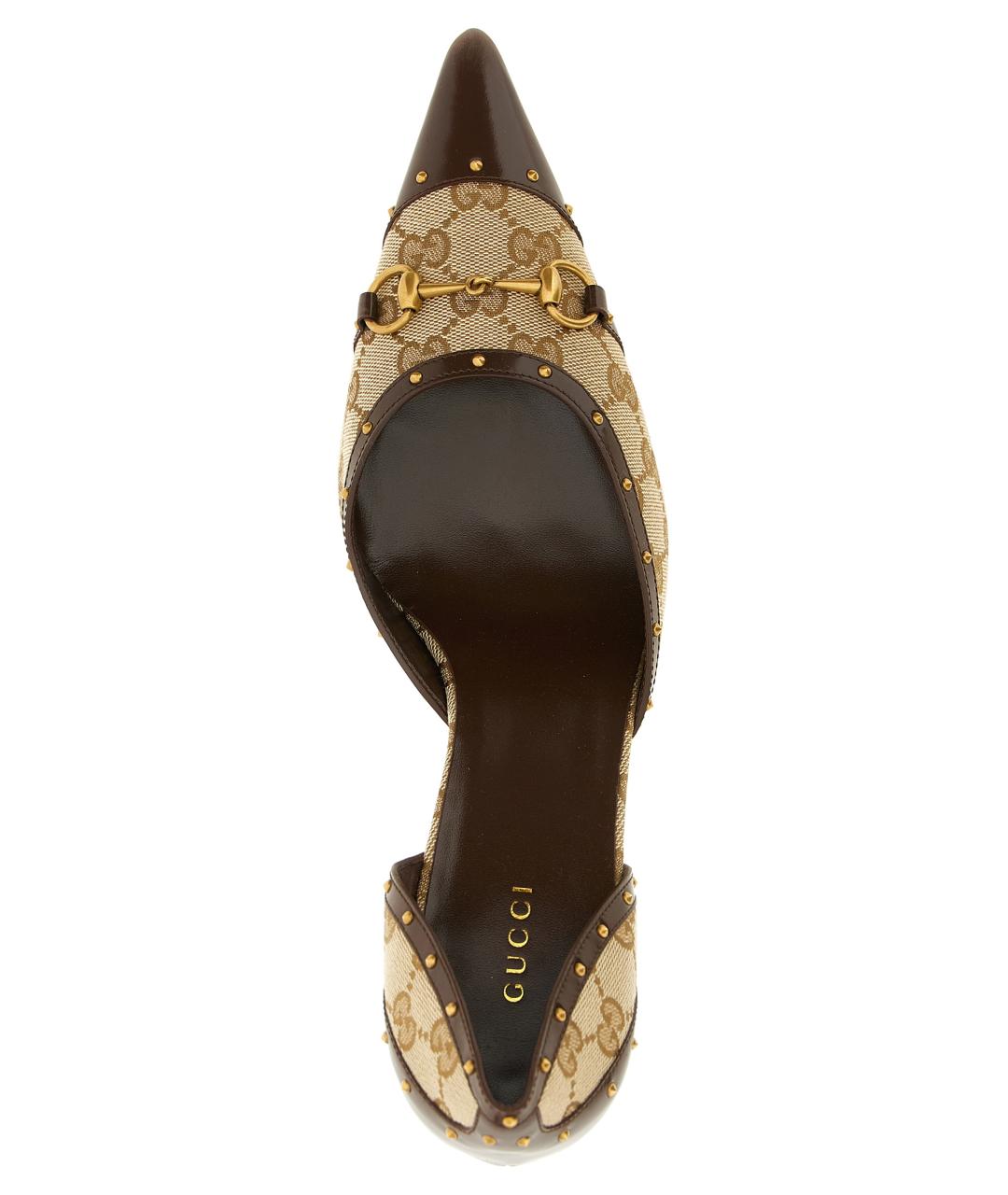 GUCCI Бежевые текстильные туфли, фото 4