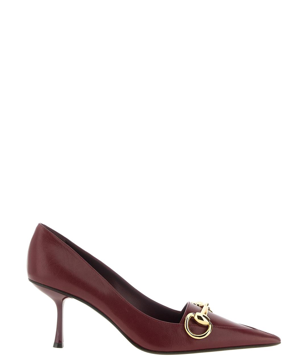 GUCCI Бордовые кожаные туфли, фото 5